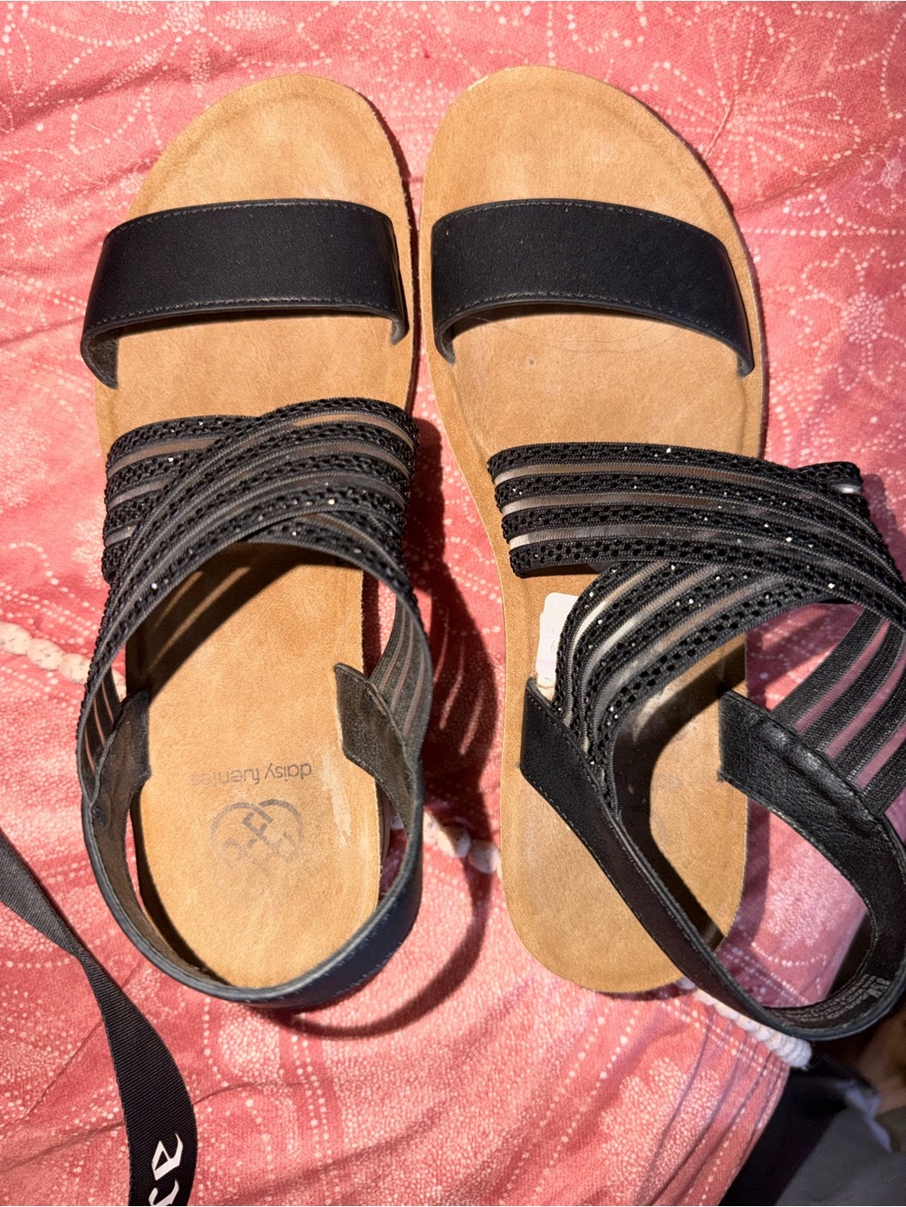 Daisy Fuentes Black Strappy Multi-Band Sandals